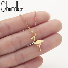 Chandler Stainless Steel Origami Flamingo Necklace & Pendant Bird Animal Jewelry For Ornitolog Party Accessories Geometry Colier 2024 - buy cheap
