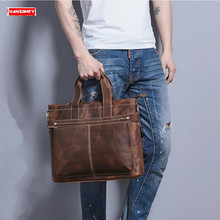 Crazy horse-maletines de cuero genuino para hombre, bolso de negocios retro, para ordenador portátil, de hombro, diagonal, nuevo 2024 - compra barato