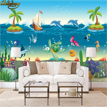 Beibehang papel pintado con foto 3d personalizado para sala de estar fantasía dibujos animados mundo submarino habitación de los niños 3d suelo rollo de papel de pared 2024 - compra barato