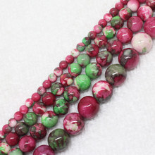 Wholesale 4-12mm Plum&Green Snow Jaspers Round Loose Beads 15" bjf1, For Jewelry making, can mixed wholesale! 2024 - buy cheap