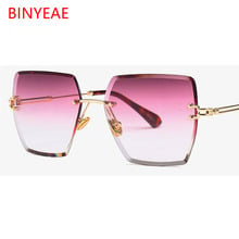 Crystal Square Rimless Sunglasses Gradient Lens Transparent Clear Sun Glasses For Women Luxury Vintage Brand Big Ladies Eyewear 2024 - buy cheap