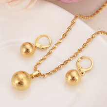 Conjunto de joias douradas com contas fofas, colar, bola redonda, brincos pingentes, para mulheres, áfrica árabe etíopes, joias para crianças, presente de festa 2024 - compre barato