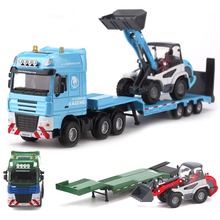 Alloy Diecast Semi-Trailer 1:50 Low Platform Truck Low Loader Tractor With 4 Wheel Loader Vehicle Diecast Model Hobby Toy Kid 2024 - buy cheap