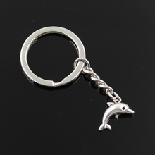 New Fashion Men 30mm Keychain DIY Metal Holder Chain Vintage Lovely Dolphin 18x11mm Silver Color Pendant Car Keychain Gift 2024 - buy cheap