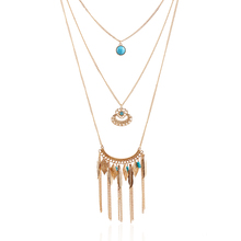 Szelam Gold Long Tassel Necklaces Women Stone Beads Multilayer Necklace Pendants Boho Jewelry Sne160044 2024 - buy cheap