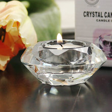 Clear Crystal Glass Candlestick Diamond-shaped Candle Holder For Candlelight Decoration Home Decoration 2024 - buy cheap