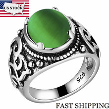 US STOCK Anillos Mujer Antique Ring Female Silver Color Bronze Green Stone Ring for Women Girl Birthday Gift Bague Homme xmpj103 2024 - buy cheap