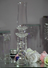 Castiçal de cristal do castiçal do castiçal do tealight do copo do furacão da decoração do casamento 48*12cm 2024 - compre barato