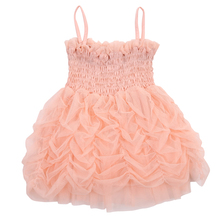 Розовое платье принцессы для маленьких девочек летнее кружевное платье с оборками многослойное платье-баллон без рукавов 1-6 лет 2024 - купить недорого