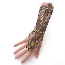 Guantes Retro Flapper ahuecados para mujer, de encaje bordado, sin dedos, con cordones cruzados, pulsera de joyería Steampunk 2024 - compra barato