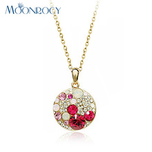 MOONROCY-collar de cristal austriaco para mujer, Gargantilla de Color oro rosa, rojo, verde, azul, púrpura, regalo 2024 - compra barato