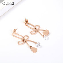 OUFEI Rose Gold Funny Crystal Earrings For Women Summer Accessories Stainless Steel Earrings For Women 2019 Women Earring 2024 - buy cheap