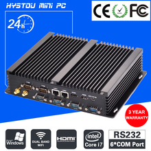 Sin ventilador Barebone Mini PC Core i7 4500U i5 4200U Windows 10 resistente ITX Caso integrado ordenador Industrial 2 LAN HDMI 6 COM Nettop 2024 - compra barato