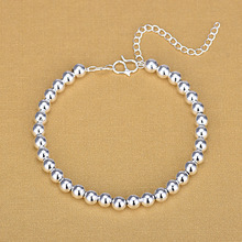 Pulseira feminina de prata esterlina 925, bracelete com contas de fio suave feito à mão, joias para presente 2024 - compre barato