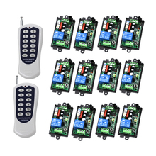 110V220V 12CH RF Sistema de interruptor de Control remoto inalámbrico 2 transmisores y 12 receptores para puerta de garaje RF 433 MHZ 315 MHZ SKU: 5451