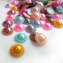 Loose 1000PCS 13MM Sun Flower Shape Round Flatback Pearl Beads DIY ABS Plastic Imitation Half Pearl Nail Arts Decoration Crafts 2024 - buy cheap