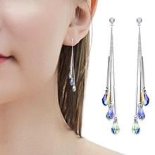 Fashion Faux Women Crystal Long Tassel Earrings Statement Bridal Wedding Jewelry 2024 - buy cheap