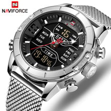 Naviforce relógio esportivo masculino, relógio de quartzo led digital totalmente em aço 2024 - compre barato