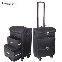 Rolling Cosmetic Bags,Canvas+PVC Nails Makeup Toolbox Suitcase bag,Multi-layer Luggage,Trolley Case with Wheel,Beauty Box Travel 2024 - buy cheap