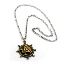 Anime ONE PIECE MONKEY D LUFFY Skull Pendant Rotatable Necklace Pirate Flag Metal Necklace cosplay Anime Gift 2024 - buy cheap