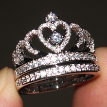 Размер 5-11, антикварное ювелирное изделие, изготовленное на заказ кольцо, заводское серебро 925 пробы, белый цвет, AAA CZ камни, драгоценный камень, свадебная корона, кольцо, набор для женщин, подарок 2024 - купить недорого