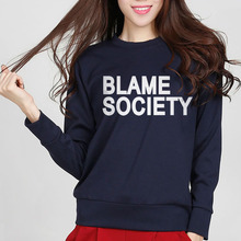 Fashion Casual Girls Hoodies Jay Z Blame Society Letter Print Women Sweatshirt Female Slim Brand Harajuku Tracksuit Streetwear 2024 - buy cheap