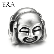 Stainless Steel European Beads Double Side Maitreya Buddha Charms Hole 5mm for Jewelry Making Supplies Bracelet Spacer Eur Bead 2024 - buy cheap