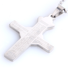 Серебряный цвет маленький крест из Библии 316L из нержавеющей стали кулон бусины для ожерелья цепочка для мужчин женщин оптовая продажа 2024 - купить недорого