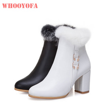 Brand New Winter Sexy White Black Women Furry Snow Boots 3 Inch High Heels Lady Dress Shoes WG31 Plus Big Size 10 33 43 49 52 2024 - buy cheap