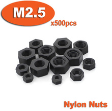 500pcs DIN934 M2.5 Black Plastic Nylon Nuts Hexagon Hex Head Nut 2024 - buy cheap