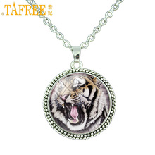 TAFREE vintage Tiger round pendant necklace powerful wild animal art tiger fashion women men statement necklace jewelry boy E618 2024 - buy cheap