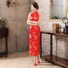 Shanghai Story Womens Satin Halter Cheongsam Sexy Long Qipao Backless Costume Dress Size S---XXXL Chinese Traditional Dress 2024 - buy cheap