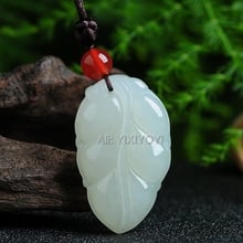 Lindo pingente com folha de árvore chinesa esculpida em estilo amuleto branco e natural com colar grátis joias finas com certificado 2024 - compre barato