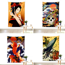 Japanese ukiyo-e tattoo pattern flag banner Vintage poster tapestry Hanging painting wall hanging Bar cafe concert home decor 2024 - buy cheap