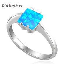 Royal Designer Wholesale & Retail blue Fire Opal silver plated Prom party fashion jewelry Rings USA size #6.75 #7.5 OR462 2024 - buy cheap