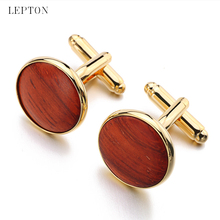 Lepton-gemelos redondos de madera para hombre, juego de esmoquin de alta calidad, Color dorado, joyería Formal para boda y negocios 2024 - compra barato