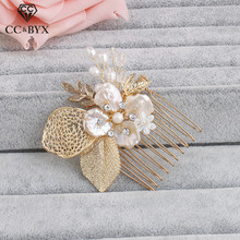 CC engagement jewelry hair combs crown pearl luxury wedding accessories bride women leaf flower shape exquisite cz fashion hx195 2024 - buy cheap