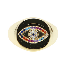 2021 gravado arco-íris cz mau olho ouro ampla banda de noivado anéis para lady feminino festa presente dedo jóias clássico antigo anel 2024 - compre barato