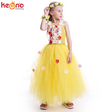 Vestido de flores amarillas para niñas, tutú de princesa, para fiesta de cumpleaños, de tul, ropa de Cosplay de La Bella Bestia 2024 - compra barato