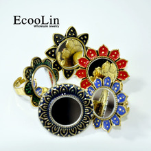 15Pcs New Design Women's Sunflower Flower Mirror Looking Glass Rings Women Creative Jewelry Wholesale Famale Ring LR4103 2024 - buy cheap