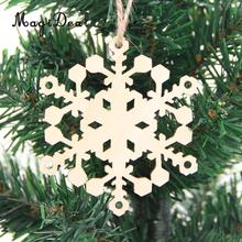 10pcs Blank Christmas Snowflake Wooden Tags Xmas Tree Ornaments Hanging Decorations 2024 - buy cheap