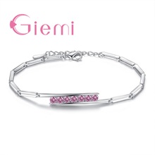 High Class Handmade Women Girl Bracelet 5A Cubic Zircon Stones 925 Sterling Silver Chain Unique Jewelry Writbands Bangle 2024 - buy cheap