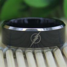 Free Shipping Top Quality Fine Ring Hot Sales 8MM Black Top Silver Bevel The Flash Design Men's Comfort Tungsten Wedding Ring 2024 - buy cheap