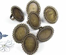 10pcs Adjustable Oval Cabochon Ring Settings Antique bronze filigree ring, metal ring blank, Oval cabochon blank tray 18x25mm 2024 - buy cheap