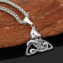 Celtic fox cat pendant necklace - stainless steel 2024 - buy cheap