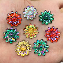 AB Color Sunflower Crystal Acrylic Round Rhinestones Flatback Sewing Clothes Accessories 2Hole 40pcs 19mm -B55 2024 - buy cheap