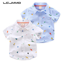 LCJMMO рубашка для мальчика летняя рубашка для мальчиков детские рубашки с мультяшным принтом Модная хлопковая мягкая рубашка с короткими рукавами для маленьких мальчиков, детская одежда на рост от 80 до 130 см 2024 - купить недорого