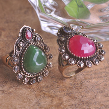 Blucome-anillo grande Vintage de Turquía para mujer, joyería de aleación de agua brillante de acrílico verde, accesorios para manos, envío gratis 2024 - compra barato