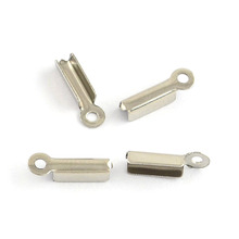 304 Stainless Steel Fold Over Crimp Cord Ends, Oval, Stainless Steel Color, 11x3x2.5mm, Hole: 1mm 2024 - buy cheap