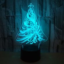 Luz de led noturna 3d para árvore de natal, controle remoto por toque, lâmpada 3d de mesa, presente criativo, luzes decorativas 2024 - compre barato